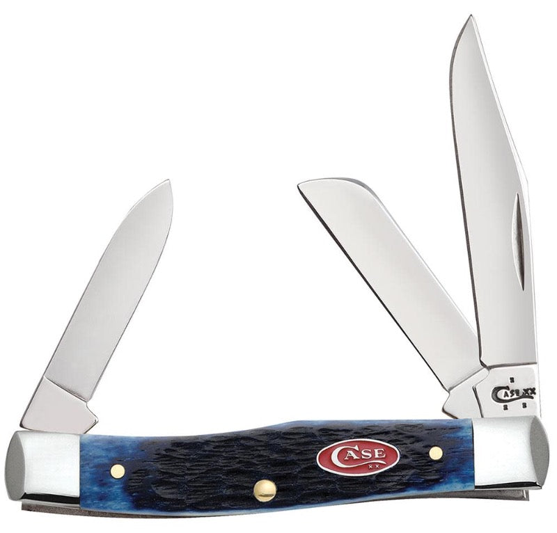 Case Knives Medium Stockman - Clip, Sheepsfoot & Pen Blades / Tru-Sharp Stainless Steel / Rodger Jig Navy Blue Bone Handle 07049