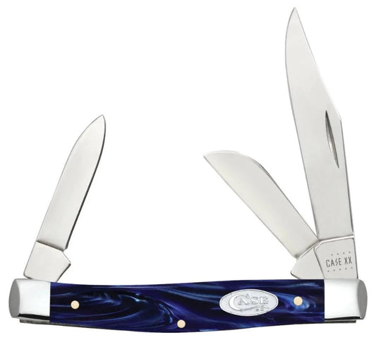 Case Knives Medium Stockman - Clip, Sheepsfoot & Spey Blades / Tru-Sharp Stainless Steel / Blue Kirinite Handle 23442