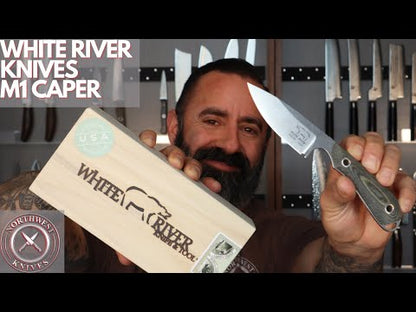 White River Knives Caper - Black & Olive Drab Linen Micarta Handle