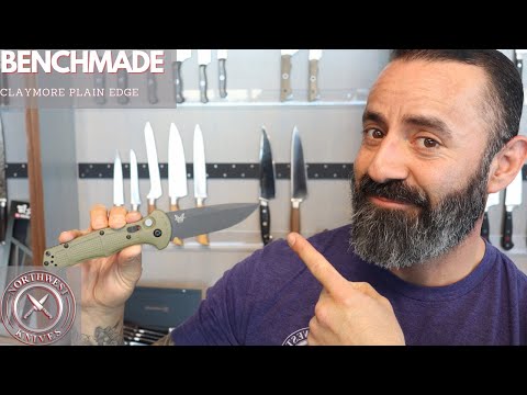 Benchmade Claymore Knife With Black D2 Drop Point Combo Blade And Ranger Green Grivory Handle | Northwest Knives