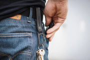 Trayvax Keyton Keychain | Raw Stainless Steel Carabiner | Stealth Black Leather | Northwest Knives