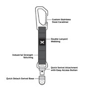 Trayvax Link EDC Lanyard - Stealth Black Leather LNK-004 - Northwest Knives