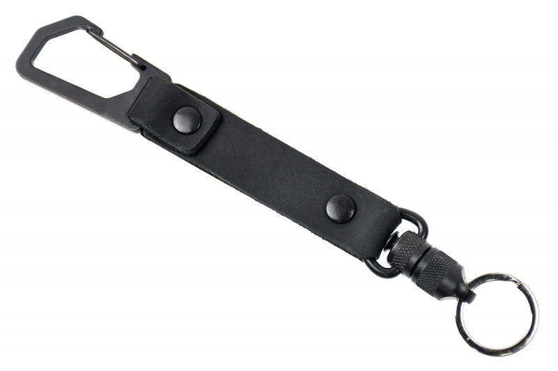 Trayvax Link EDC Lanyard - Stealth Black Leather LNK-004
